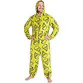 The Grinch Mens Fleece One Piece Pajamas With Hood, Cozy Loungewear