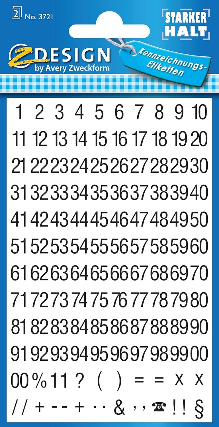 AVERY Zweckform 3721 Number Labels (0-9 6.5 mm, Foil, Strong Hold) 252 Stickers, Black | white foil, Klein - Image 3