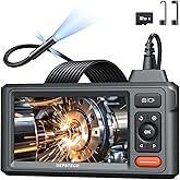 DEPSTECH Inspection Endoscope Camera with Lights: 1080P Triple Lens Snake Camera with 5" Screen and 16.5FT Flexible Cable, Waterproof Industrial Borescope Tool for Auto, Wall, Sewer, Pipe, Mechanics