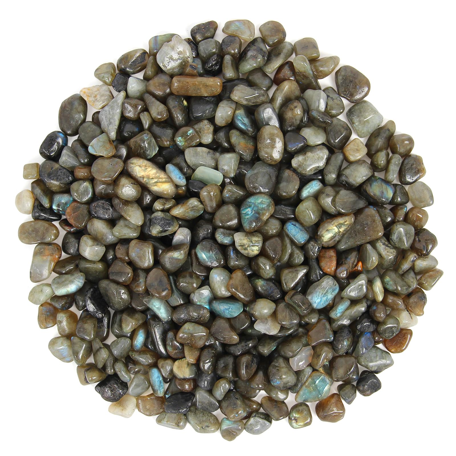 Photo 1 of 1.1lb Natural Crushed Labradorite Crystal Tumbled Chips-Moonstone Healing Crystals Chips Bulk, Crushed Crystal Gemstones for Crafts, Beautiful Package for Gift(Labradorite)
