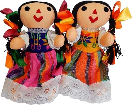 Amazon.com: Juanita Bartolo - Muñeca maria mexicana hecha a mano, varios colores, con moño para el pelo (2 unidades): Toys \u0026 Games