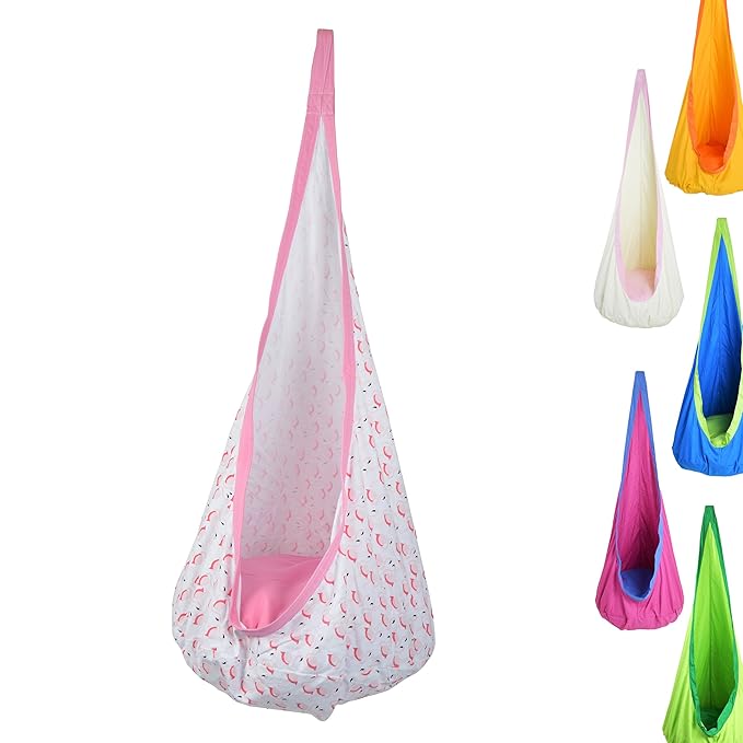 Pink Papaya Hängehöhle Doodle für Kinder, komfortabler - TÜV geprüfter - Hängesessel mit Sitzkissen, Hängesitz/Schaukelsitz -