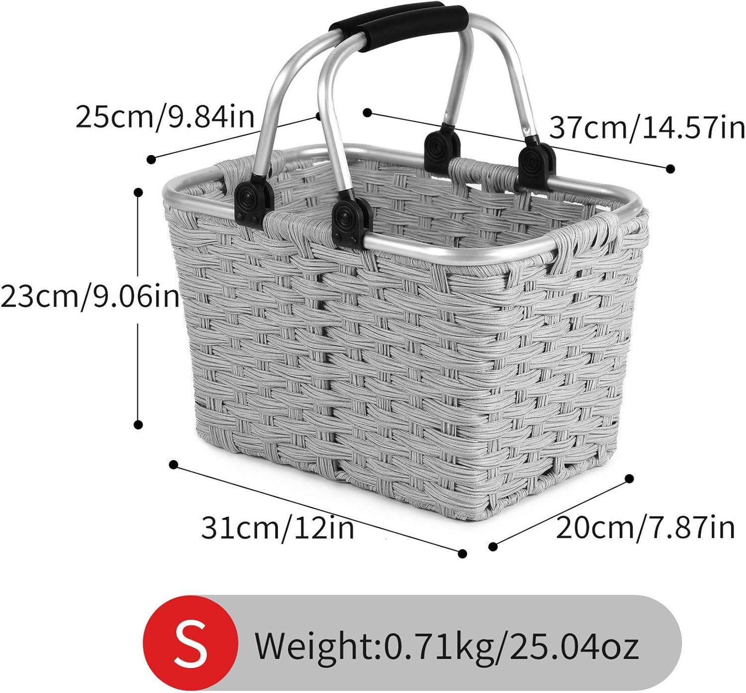 Picnic Basket Shopping Basket Woven With Double Handles Empty Gift Farmers Market Baskets Folding Easter Basket Storage Of Plastic Eggs And Candy Organizer Blanket Storage Bath Toy And Kids Toy : Garden & Outdoor