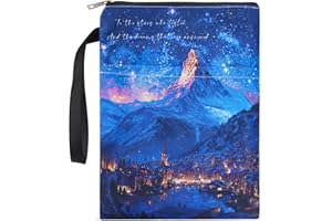 VeloKomo Acotar Gifts Book Sleeve - Watercolor Starry City Books Covers for Paperbacks Portable Navy Bookish Protector Pouch with Pocket for Novel Lover Fans Reader Merch Birthday Christmas Gift