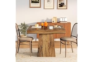 LITTLE TREE 31.5" Small Dining Table for 4, Farmhouse Kitchen Table with Walnut Finish, Square Compact Dinner Table for Home Dining Room, Apartments, Office, Living Room & Restaurants, Walnut