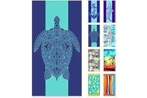 cabanana Sand Free Beach Towel - Large Oversized Beach Towel Sandproof 70x35 Big Microfiber Quick Dry Pool Towel, Thin Lightweight Compact for Travel Swimming Bath for Adults Women Men (Turtle)
