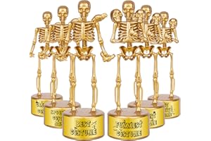 AORZIT Halloween Trophy Skeleton Trophies for Kids Adults, 6 Pack Halloween Skeleton Funny Trophy Plastic Tropies for Contest Awards, Halloween Party Prizes for Adults Party Supplies
