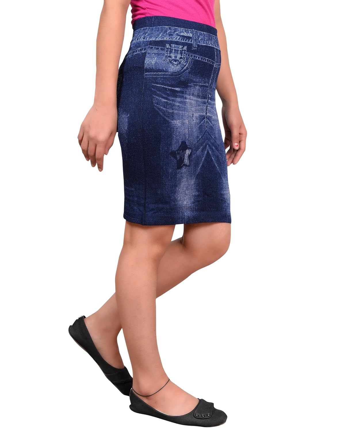 krystle women's denim printed cotton skirt