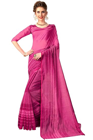 Womens Chanderi Cotton Blend Saree With Blouse Piece (cotton_saree101_pink_Pink)