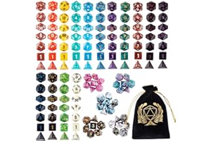 Coyeekn DND Dice Set, 20 x 7 (140 Pieces) Polyhedron Dice 20 Colors Dice for Dungeons and Dragons DND RPG MTG Table Games D4 D8 D10 D12 D20 with 1 Large Flannel Bag