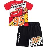 Disney Cars Lightning McQueen Boys Short Sleeve T-Shirt and Shorts 2 Piece Set for Toddlers to Big Kids