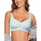 LUXMAY Women Wireless Bras Comfortable Seamless No Underwire Bra Full Coverage Bra V Neck Push Up Bralettes with Support