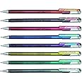 Pentel Hybrid Dual Metallic Liquid Gel Roller Pen YK110/8-M - Pack of 8 Pens in 16 Shimmering Metallic Colours