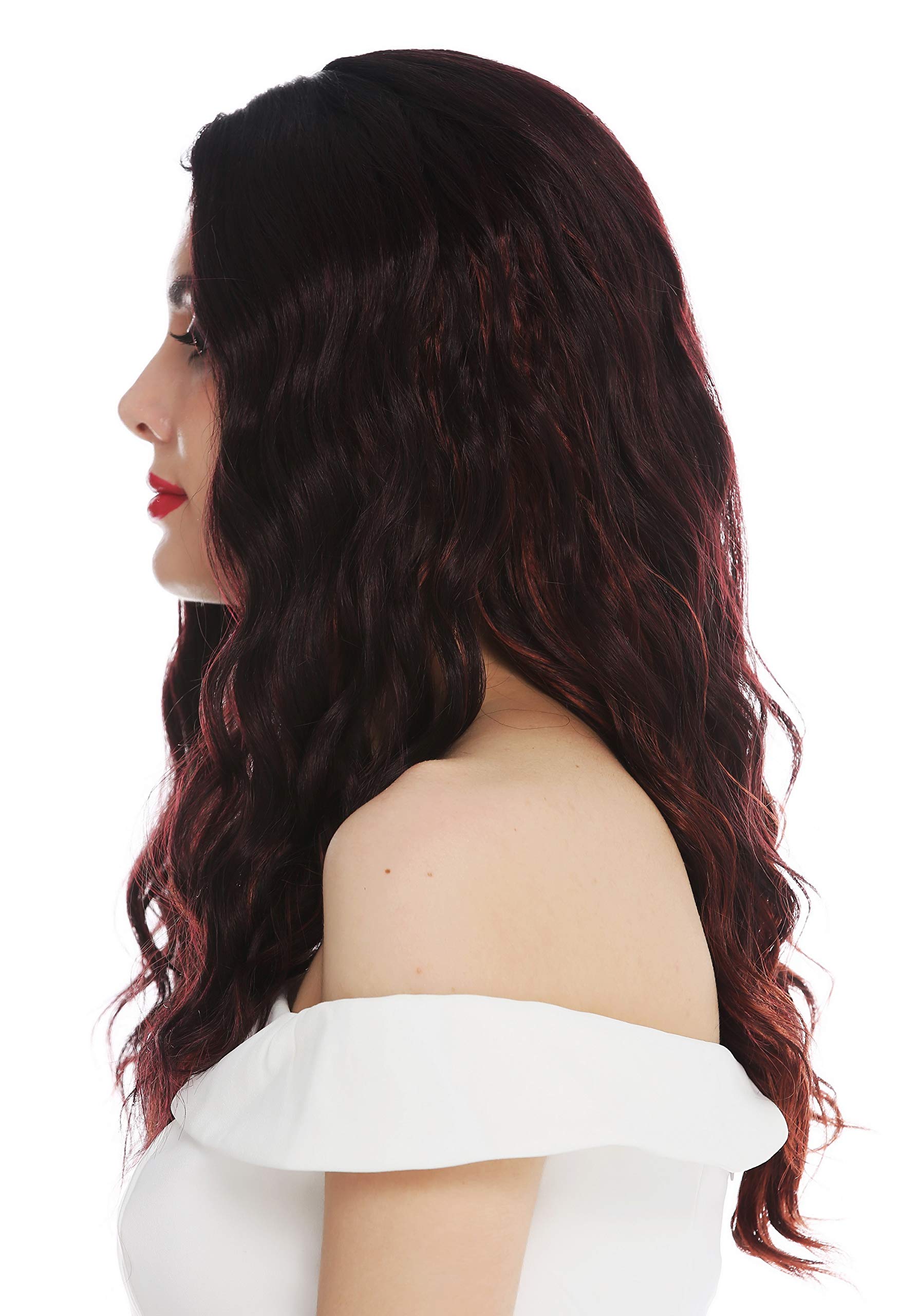 WIG ME UP - VK-9-OMFIRERED wig women's wig ling wavy middle parting black highlights red highlighted