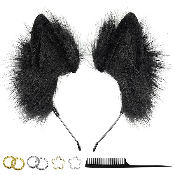 Serre-tête Oreilles De Loup/chien/chat - Fausse Fourrure, Réglable, Pour Cosplay, Halloween, Fêtes - 12