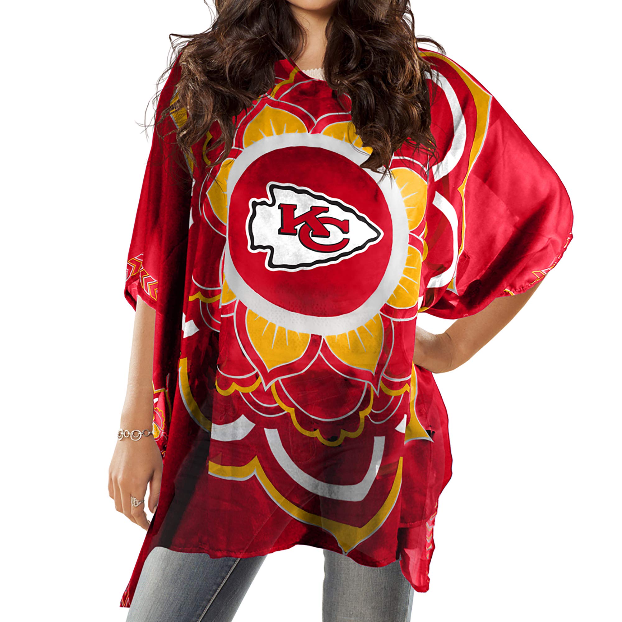 Littlearth NFL Kansas City Chiefs Caftan Flower, Team Color, 32" x 42" Image