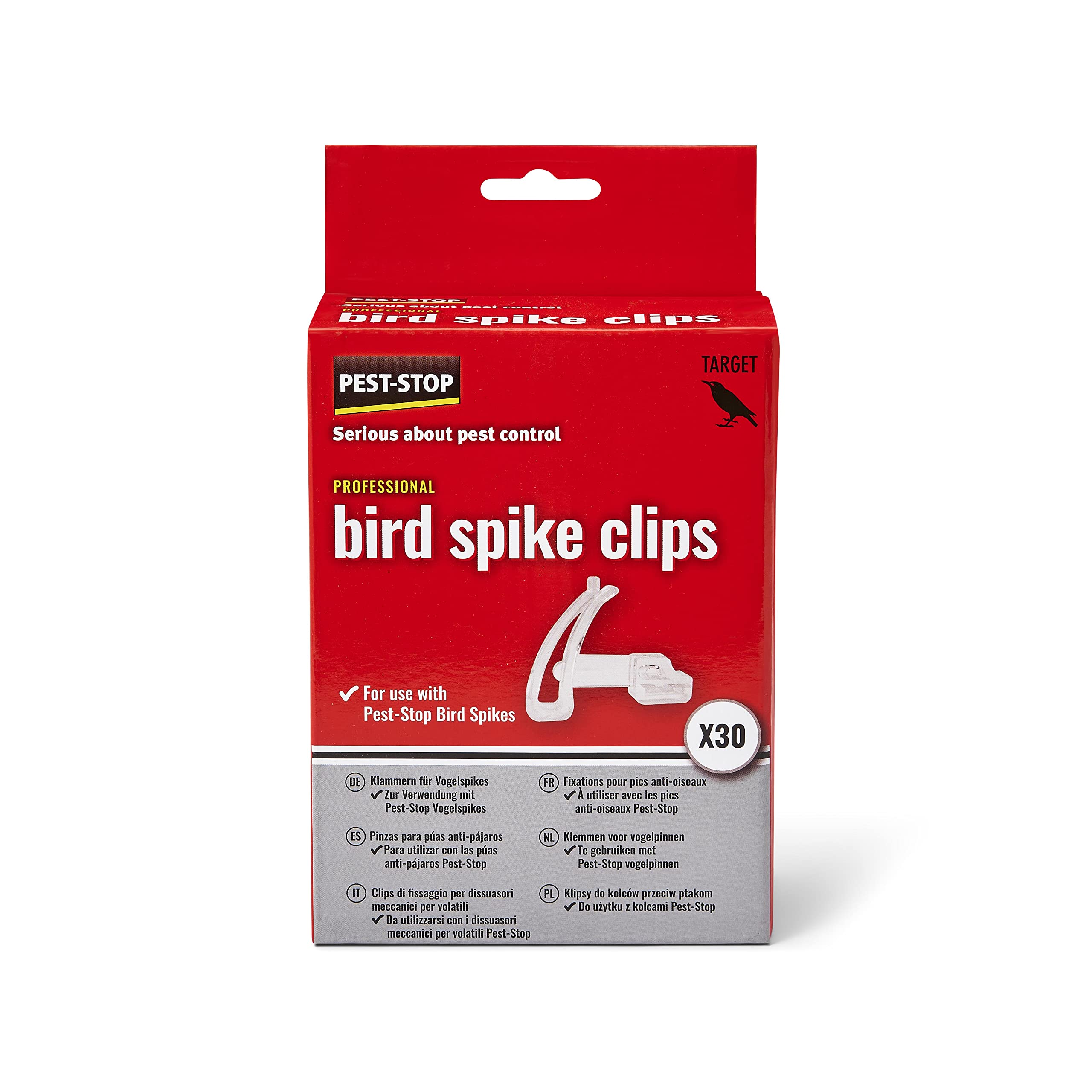 Pest-Stop Bird Spike Clips – Pack of 30 – Secure Fixing for Guttering and Edges – Translucent UV-Resistant Plastic – For Use Bird Spikes