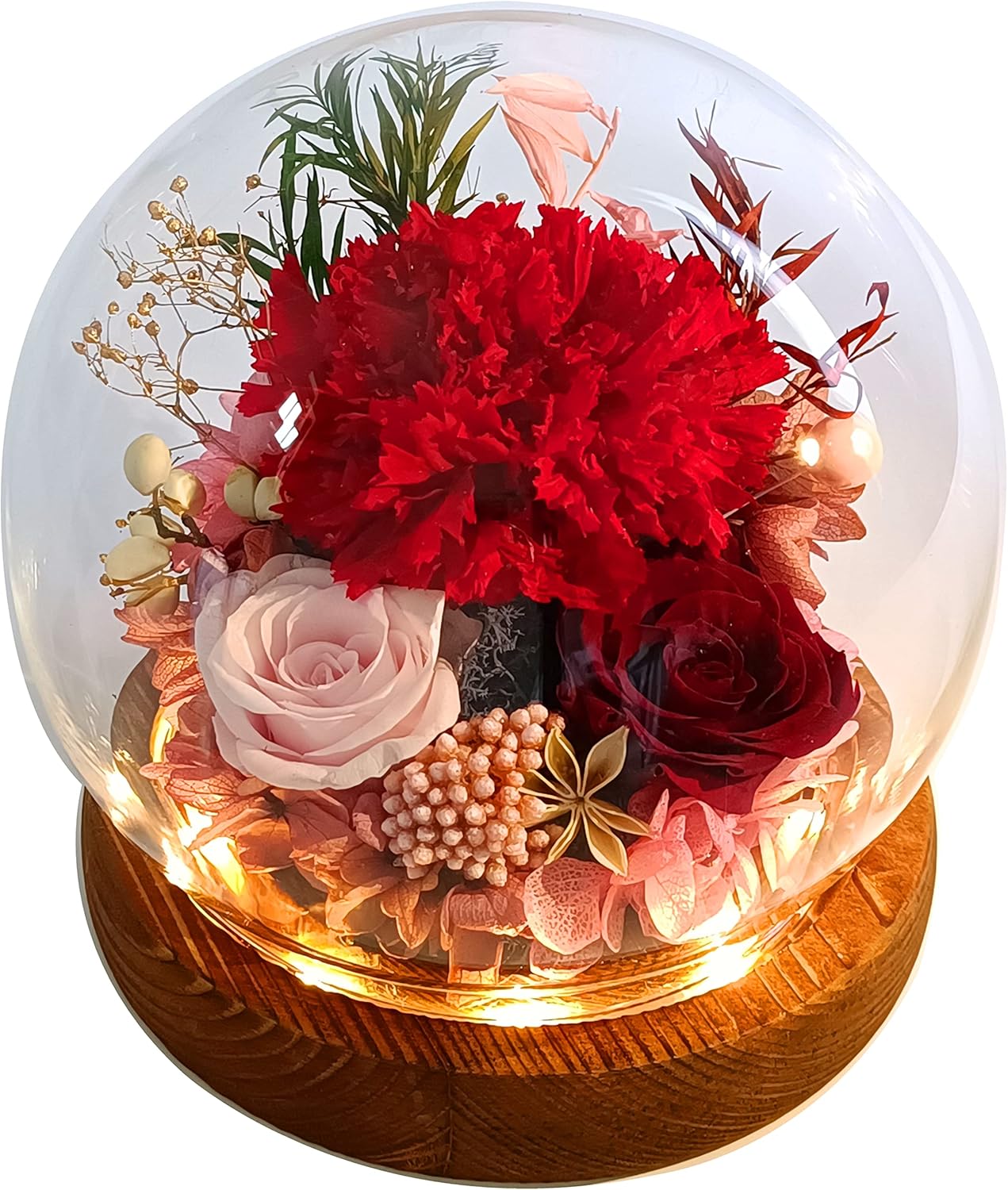 Dried & Preserved Flora - Valley of Rain & Forest Long-Lasting Real Flowers, Floral Gift For you to send Love for All Occasions, for Indoor Decoration (Red Carnation, Pink Rose, Wine-Red Rose)
