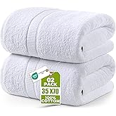 Utopia Towels Luxurious Jumbo Bath Sheet 2 Piece, 600 GSM, 35 by 70 Inches, 100% Ring Spun Cotton, Highly Absorbent and Quick Dry Extra Large Bath Towel, Super Soft Towel, White