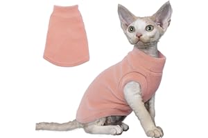 PUMYPOREITY Cat Sweater, Warm Kitten Clothes, Fleece Winter Coat for Hairless Cats, Soft Dog Fleece Vest, Cold Weather Pet Sweater for Dogs and Cats, Pink, S