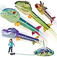 Gizzjoy Dinosaur Toy Rocket Launcher for Kids - Launch Up to 100 Ft, 4 Rockets, Outdoor Outside Toys for Kids, Dinosaur Toys, Birthday Gifts for 3 4 5 6 7 8-12 Year Old Boys Girls