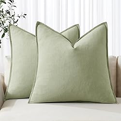 MIULEE Decorative Linen Euro Sham Pillow Covers