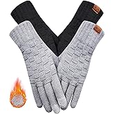 REACH STAR Winter Gloves for Women-Upgraded Touch Screen Elastic Thermal Knit Lining Warm Gloves for Cold Weather