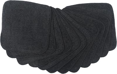MuslinZ Bamboo Cotton Terry Wipes 20x20 cm Face Cloths Reusable Black