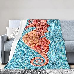 Duduho Seahorse Bed Blanket Ultra Soft Ocean Theme
