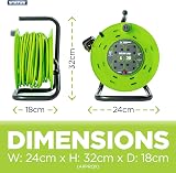 STATUS 4 Socket Cable Reel 20m Green 13A Heavy Duty Outdoor Extension Lead view 2