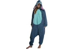 SEVEN TIMES SIX Disney Lilo & Stitch Adult Stitch Kigurumi Cosplay Costume Sherpa Union Suit Pajama Outfit