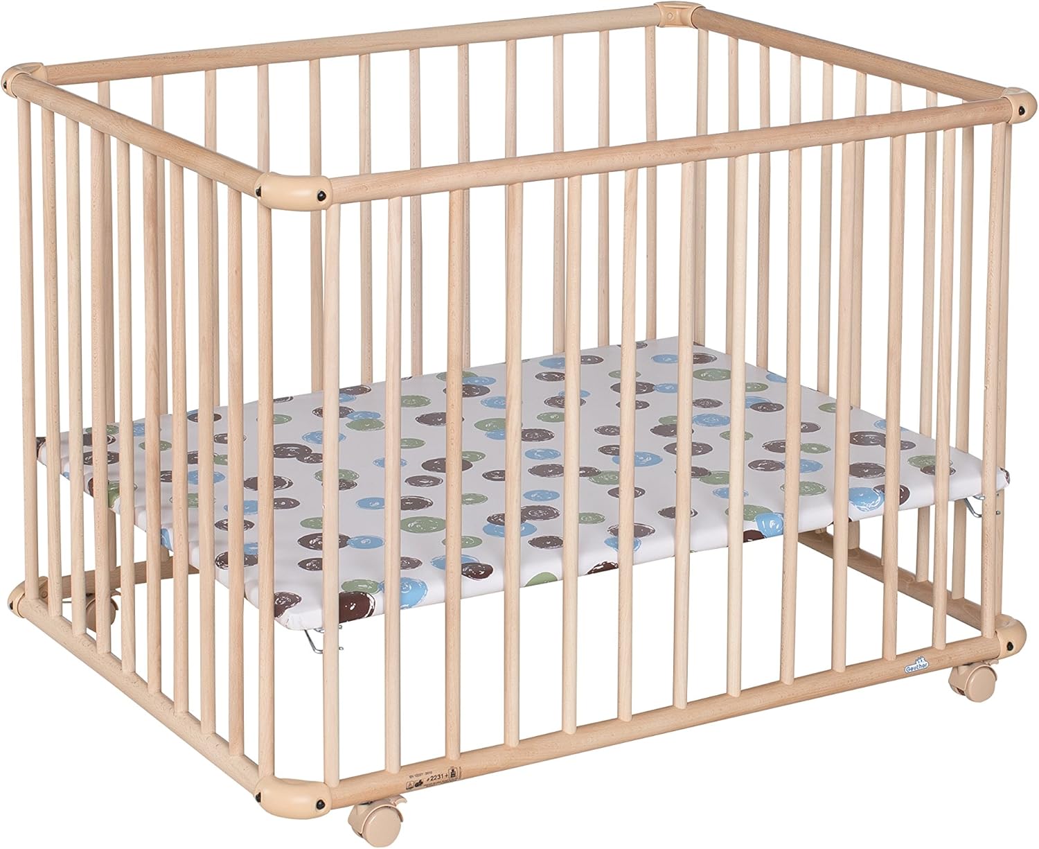 Geuther Bois 97 X 97 Cm Ajustable En Hauteur Motif Du Fond Triangle Parc Belami Naturel 2233 La Chambre De Bebe Parcs