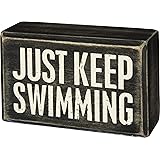 Primitives by Kathy Classic Box Sign, 4" x 2.5", Just Keep Swimming