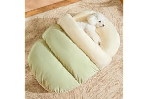 ROMANECO Bed for Dog and Cat, Pet Bed, Ultra Soft Cute Plush Slipper Cat Cave Bed, Anti Slip Warm Pet House Nest, Self-Warming, Ideal for Indoor Use - Fits up to 25lbs (30"X22", L, Green)