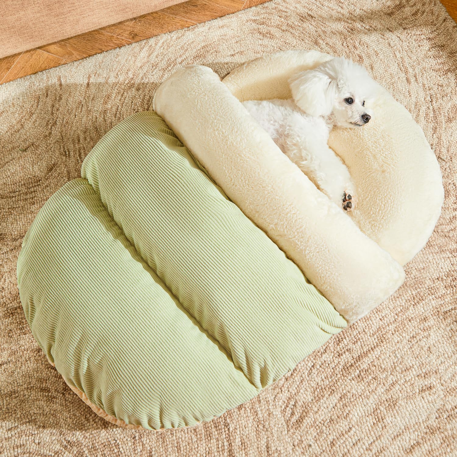 Photo 1 of Bed for Dog and Cat, Pet Bed, Ultra Soft Cute Plush Slipper Cat Cave Bed, Anti Slip Warm Pet House Nest, Self-Warming, Ideal for Indoor Use - Fits up to 25lbs (30"X22", L, Green)