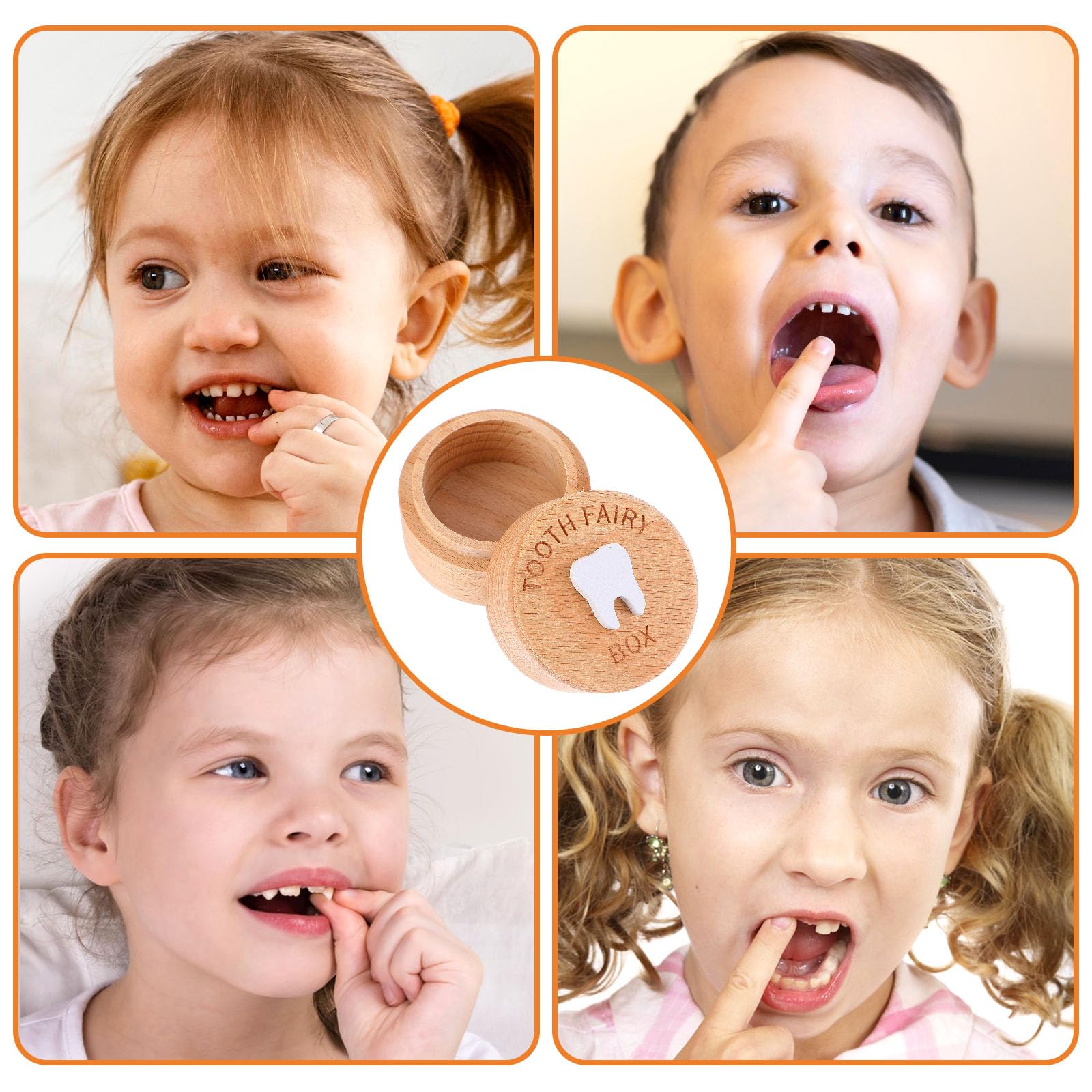 Ouligay Tooth Fairy Box for Girls and Boys, 3D Carved Wooden Box, Cute Lost Tooth Holder, Tooth Fairy Gifts for Birthdays Baby Shower Holiday