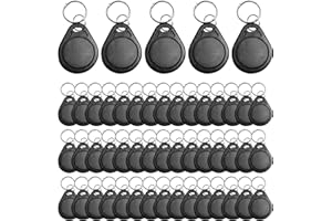 JOJOCY 50 PCS ID 125KHz RFID Writable Rewritable T5577 Key Fob Tag for RFID Writer (Black)