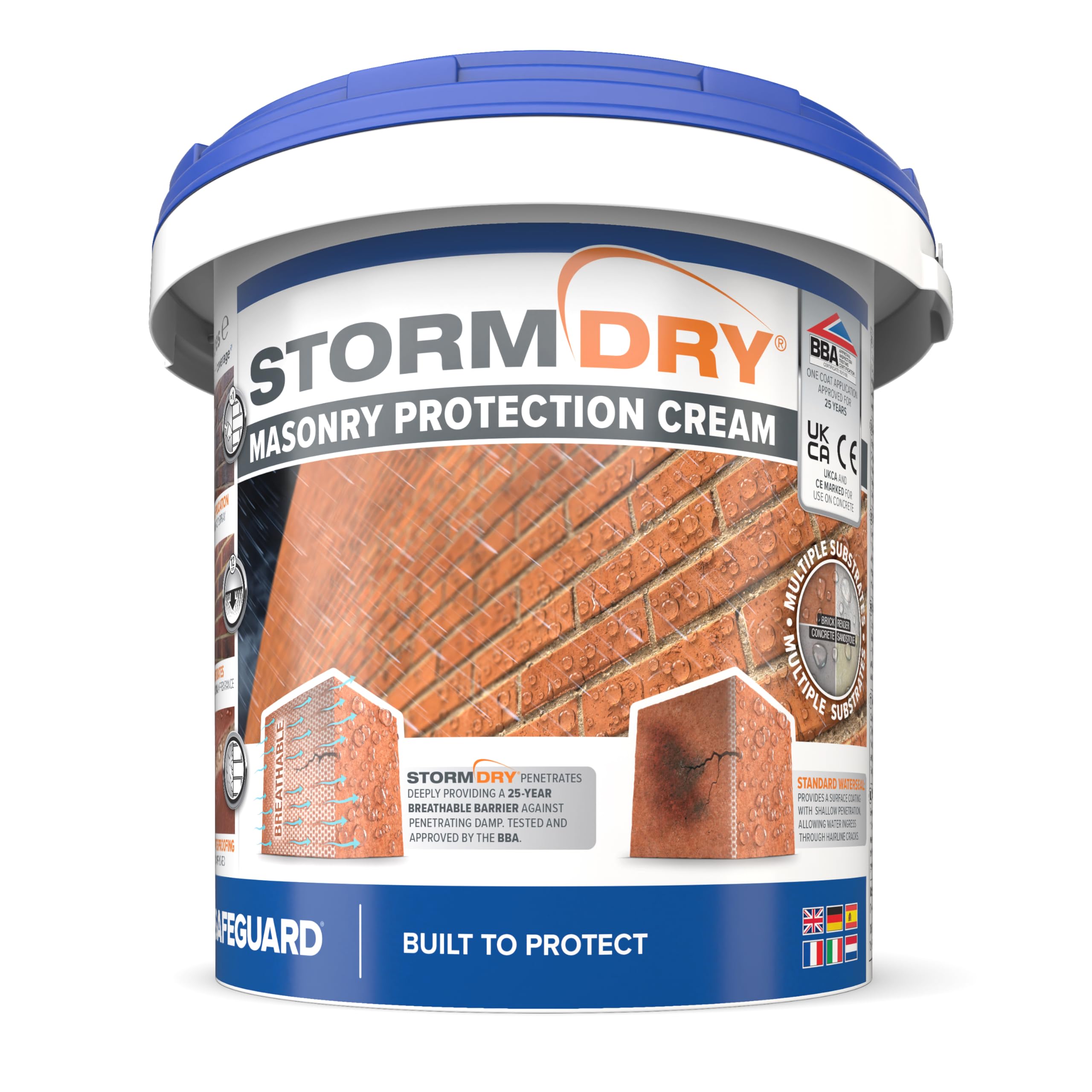Stormdry Masonry Waterproofing Cream (5 Litre) 25 Year BBA & EST Approved Exterior Brick Sealer. Breathable, Colourless Brick, Concrete, Stone, Mortar, Sandstone & Granite Waterproofer โ image 1