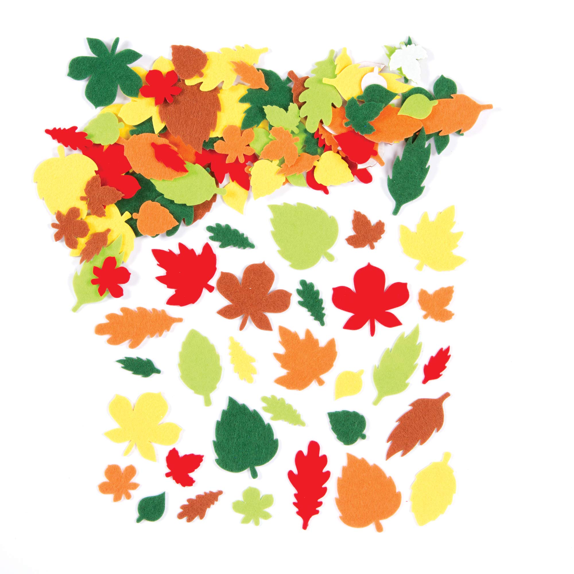 Baker Ross Leaf Felt Stickers (Pack of 144), Perfect for Children to Decorate Collages and Crafts, Ideal for Schools, Craft Groups, Party and Home Crafting