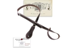 Walker & Williams M-78-BRN Soft Brown Premium Thick Grain Leather Adjustable Mandolin, Mandola, Bouzouki Strap