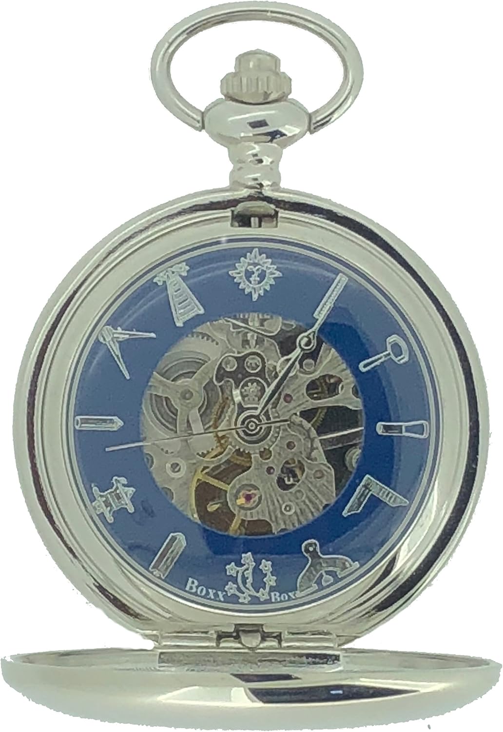 Masonic Freemasons Silver Tone Skeleton Mechanical Pocket Watch Amazon
