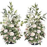 Ling's moment 41" Tall Ground Flowers for Wedding Decor, 2pcs Free Standing Artificial Flowers Arrangements, Aisle Chair Backdrop Decoration for Garden Arch Entryway Ceremony Reception, Blush & Cream