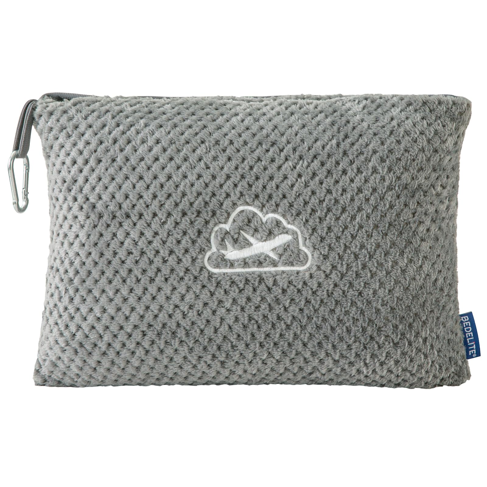 BEDELITE Travel Blanket with Bag, Ultra-Soft Jacquard Fleece Blanket with Luggage Sleeve & Backpack Clip, Airplane Blanket Travel Essentials, Grey