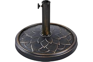 Yaheetech 18'' Patio Umbrella Base 26.5lbs Heavy Duty Antiqued Outdoor Market Umbrella Stand All-Weather Resin Umbrella Base for Garden & Yard, Bronze