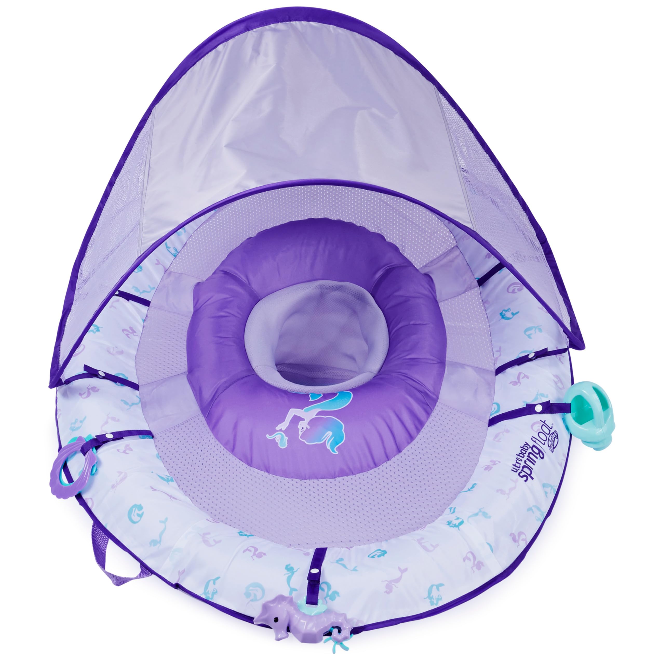 Swimways Ultra Baby Spring Float, Premium Inflatable Baby Pool Float with Sun Canopy, Fast Inflation & Carry Bag (9-24 Months), Mermaid Toys for Kids