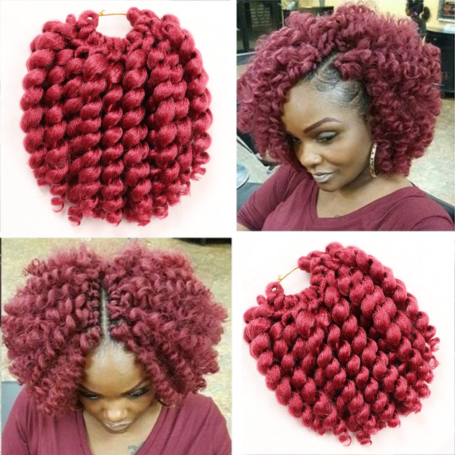 8 Inch Jamaican Bounce Crochet Hair 4 Packs 22 Strands Jumpy Wand
