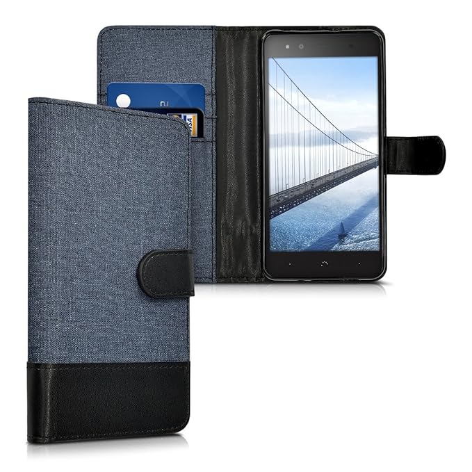 kwmobile bq Aquaris X5 Plus Hülle - Kunstleder Wallet Case für bq Aquaris X5 Plus mit Kartenfächern und Stand