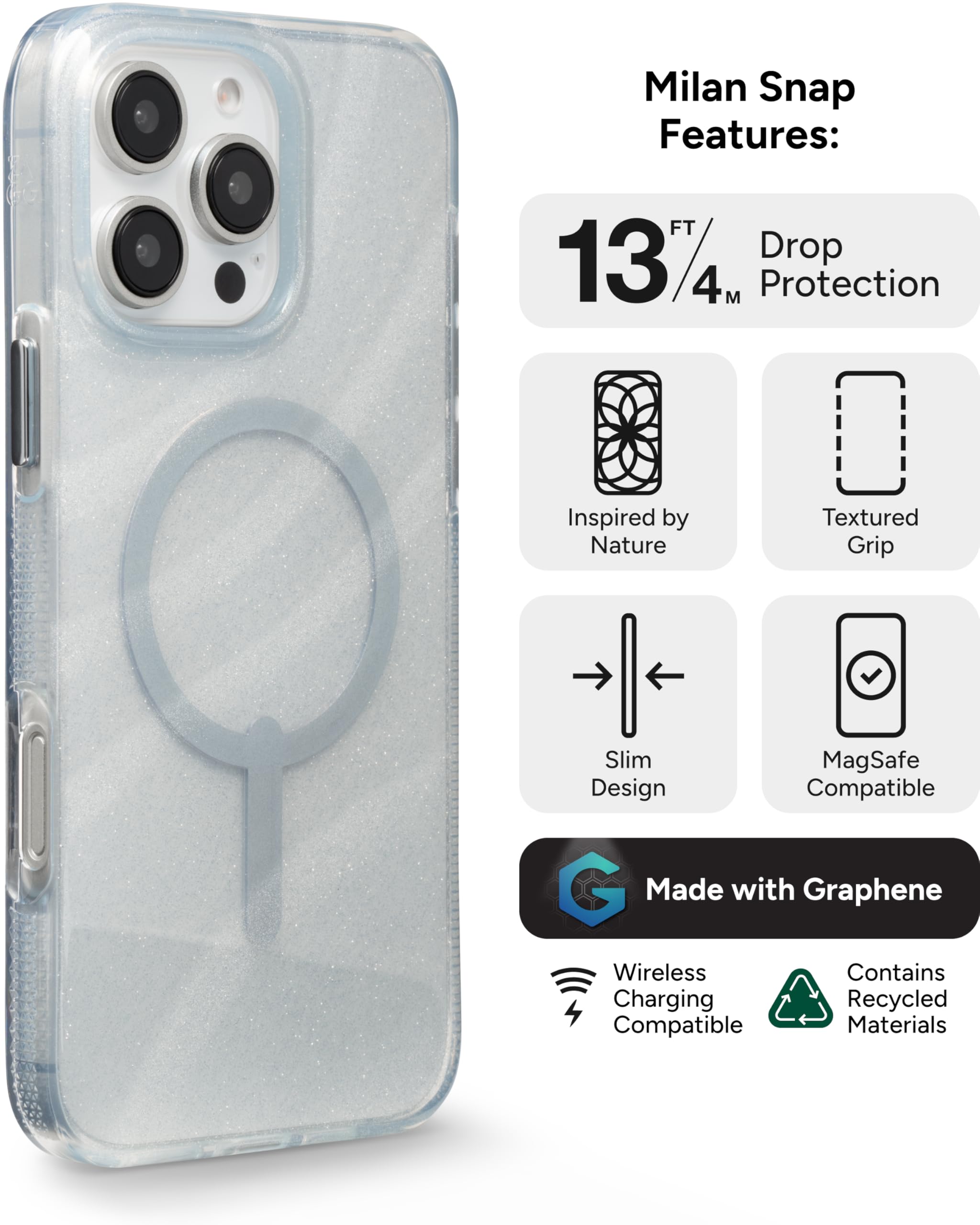 Custodia Zagg Milan Snap MagSafe Per IPhone 16 Pro &ndash; Effetto Iridescente, Finish Opaco