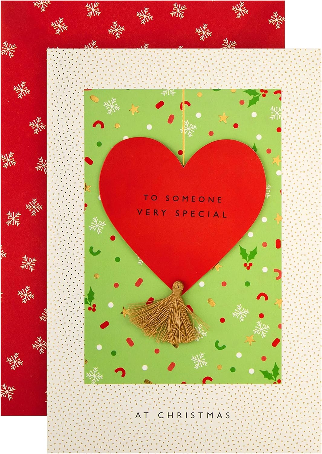 Hallmark Christmas Card for Someone Special - Contemporary Heart Design, Frame & Hanging Heart Attachment Card, 20.2 cm by 13.8 cm