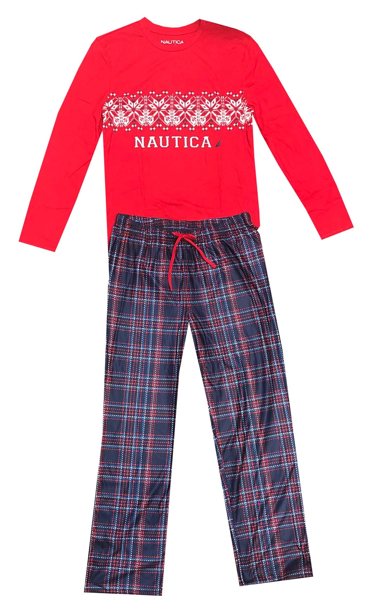 Nautica Family Men's Holiday Pajama Set Long Sleeve Crew Neck Top